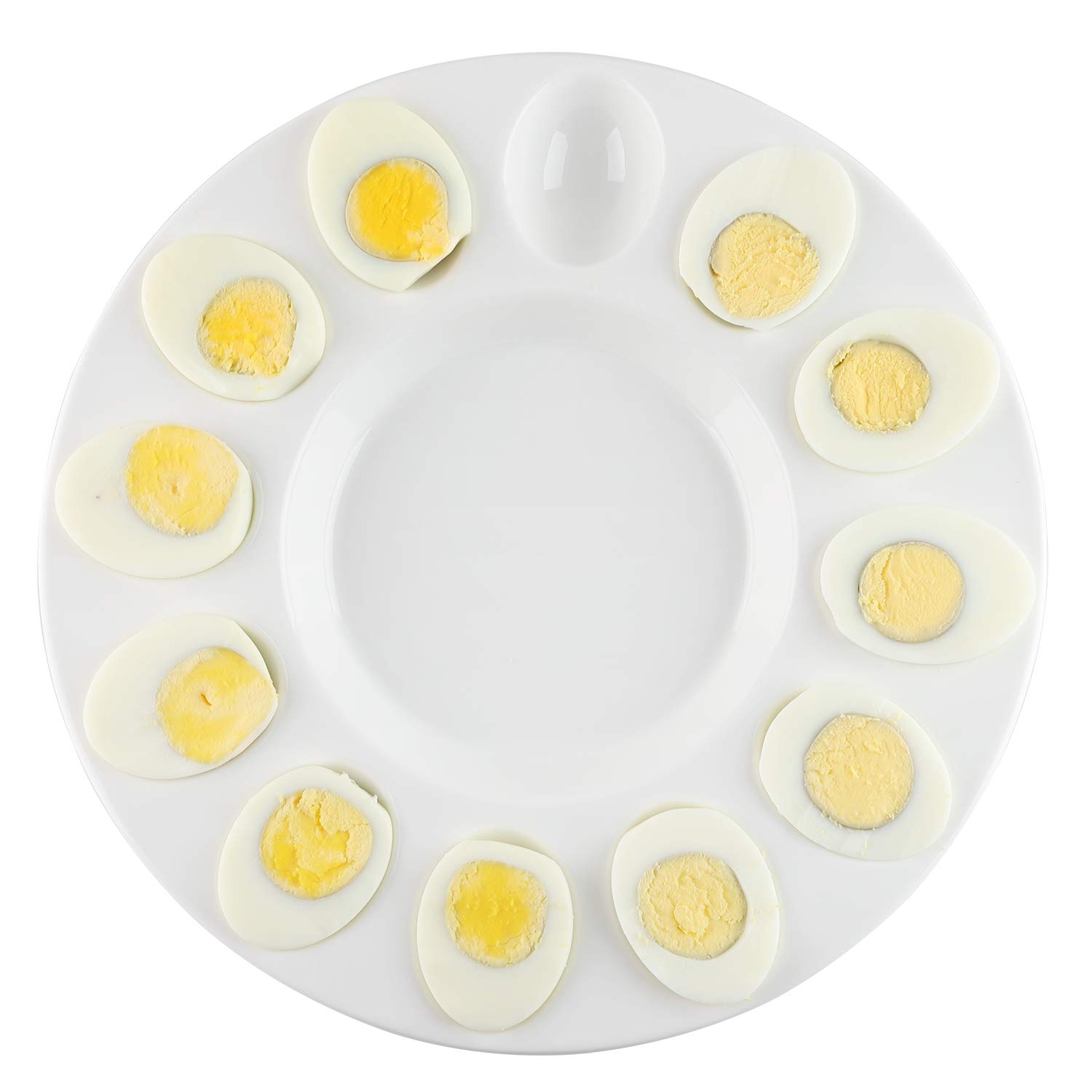 Porcelain Deviled Egg Tray 10 Inches Decorative Easter Egg Platter for 12 Compartments (Egg Tray)