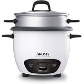 AROMA&reg; Rice Cooker, 7-Cup (Uncooked) / 14-Cup (Cooked), Steamer, Grain Cooker, Oatmeal Cooker, Soup Maker, Auto Keep Warm, 3Qt, White
