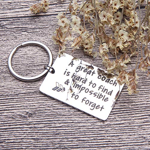 Coach Gifts Keychain for Men Women A Great Coach is Hard to Find Impossible to Forget Best Football Soccer Basketball Swimming Baseball Coach Inspirational Birthday Thanksgiving Cheer Gift Key Charm