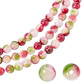 SOFPLATE 1 Box 1 Strands About 63Pcs Pink Tourmaline Beads 6mm Tourmaline Gemstone Beads Bulk Loose Crystal Small Round Natural Watermelon Color Spacers for Jewelry Making Findings Bracelet DIY Craft