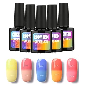 Rosalind 5 Colours Gel Nail Polish Uv Led Soak Off Temperature Changing Bag Chameleon Varnish Manicure Pedicure Salon 5 Pack 10 Amazon De Beauty