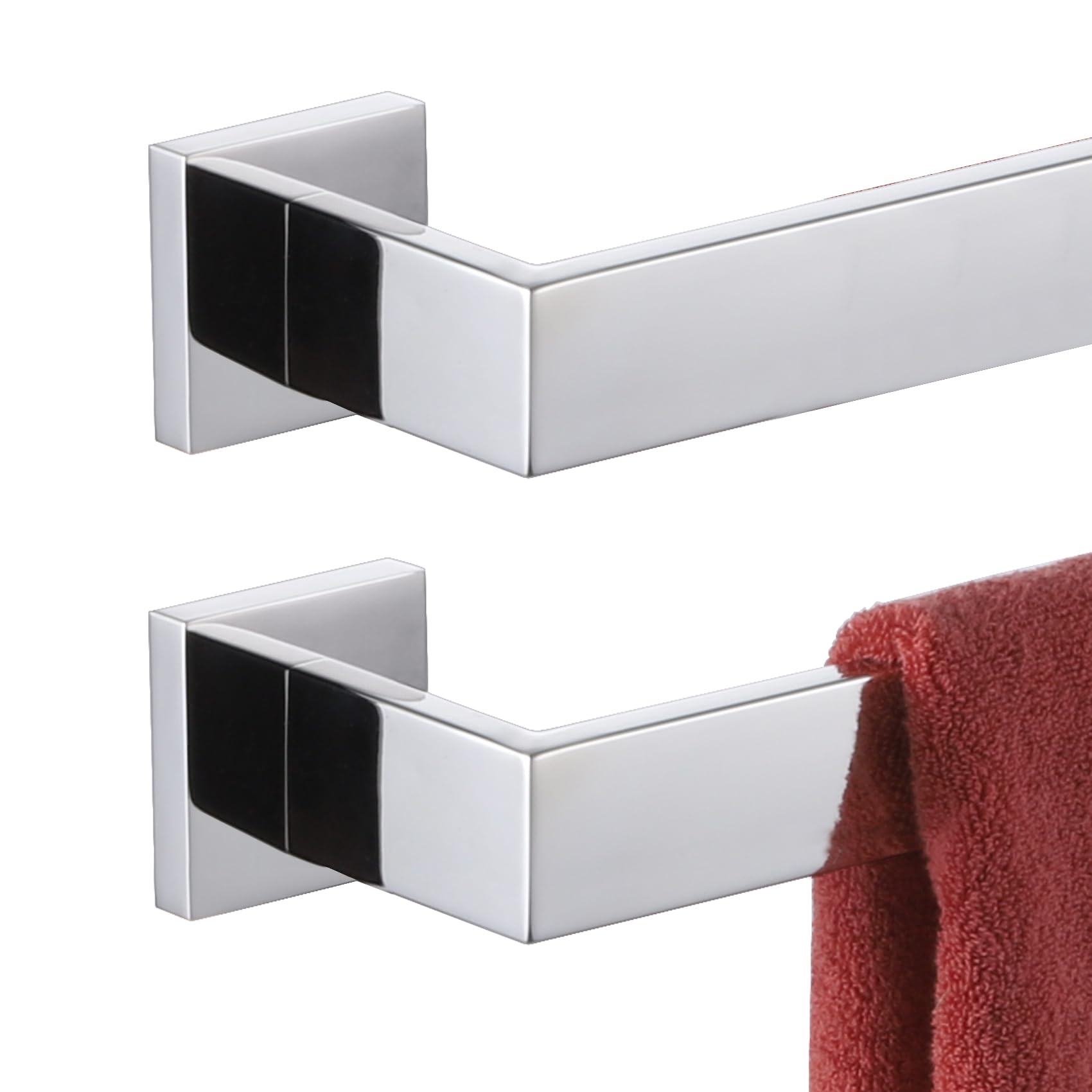 KOKOSIRI 24-Inch Towel Bar, Bathroom Kitchen Towel Holder, Wall Mounted SUS304 Stainless Steel Towel Rack 2 Pack, Polished Chrome, B4003CH-L24-P2