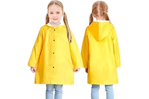 BEBAOVO Yellow Kids Raincoat - Lightweight Long Hooded Rain Jacket for Girls Boys Toddler, Waterproof Kids Yellow Rain Coat