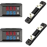 DaFuRui 2Pack Dual Display LED DC Voltmeter Ammeter 4.5-100V 50A with Shunt | 2Pack dual display LED DC voltmeter ammeters, 4.5-100V/50A with shunt, precise reading for power circuits &amp; electronic DIY