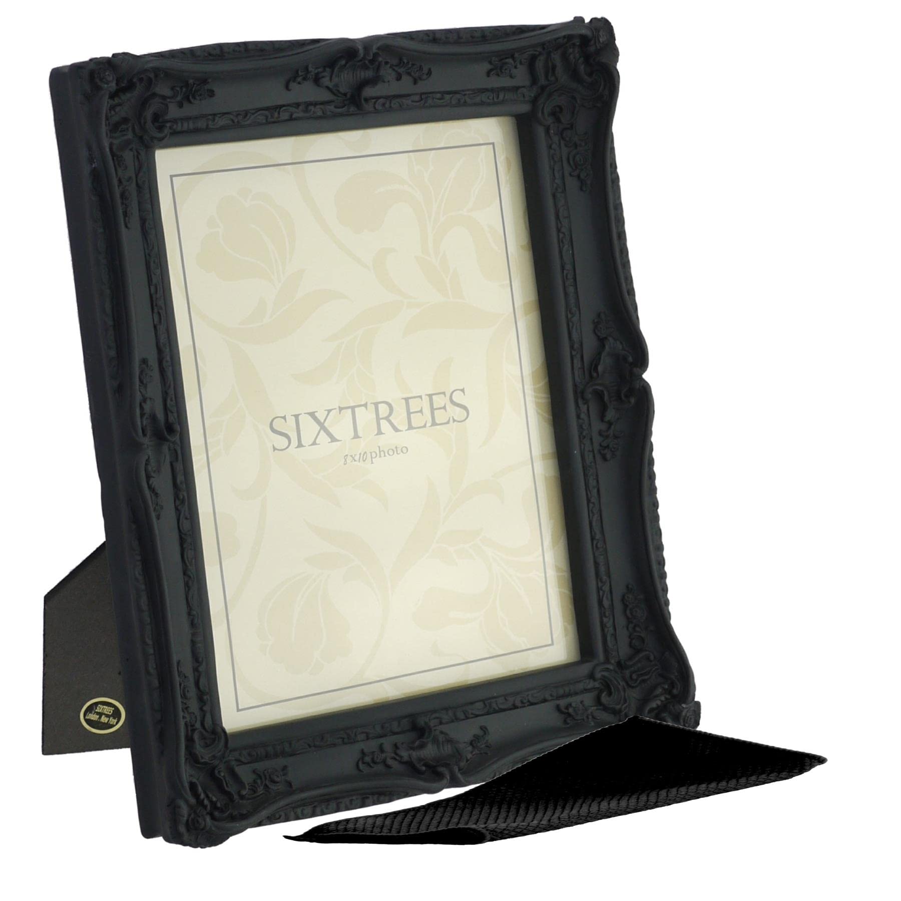 Sixtrees Chelsea 5-253-80 Ornate Vintage Swept Shabby Chic Black 10x8 inch Photo frame - with Microfibre glass cleaning cloth. — image 1
