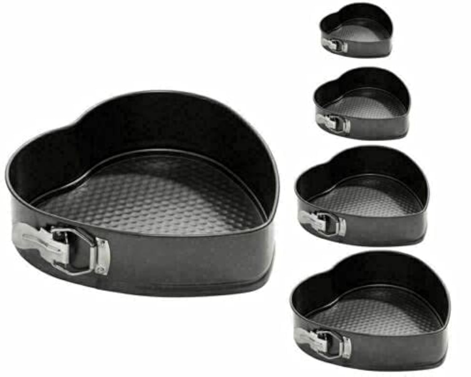 5 Piece Heart Shape Cake Tin Set 20/22/24/26/28 cm – Non-Stick Baking Tins, Cake Mould Set for Baking, Oven Safe, Easy Release & Durable