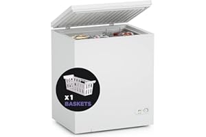 Northair Chest Freezer - 5 Cu Ft with 3 Removable Baskets - Reach In Freezer Chest - Quiet Compact Freezer - 7 Temperature Settings - White