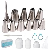 Kasmoire 11 Pcs Extra Large Piping Tip Set,Stainless Steel Cake Decorating Icing Tips Nozzles,Professional Pastry Tips for Cupcake, Cookie and Puff