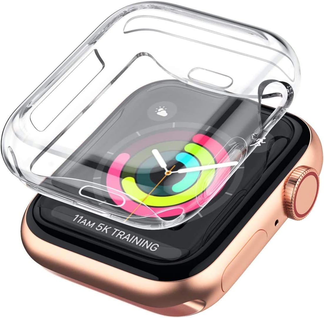 LELONG Case for Apple Watch Series 3/2 Screen Protector 38mm, [2 Pack] Soft TPU All-Around Clear Protective Case Cover for iWatch Series 3/2