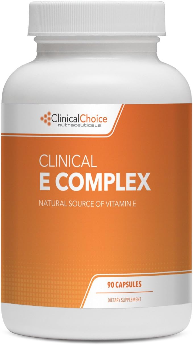 Clinical Choice - Clinical E Complex - Vitamin E Supplement (D-Alpha Tocopherol) with Selenium and Chromium - Antioxidant Supplement, Supports Heart Health, Promotes Healthy Hair, Skin & Nails - 90 Ca