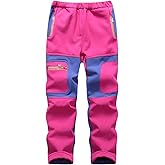 Arssm Kids Boy's Snow Pants Youth Fleece Lind Hiking Pants Softshell Winter Warm Insulated Trousers