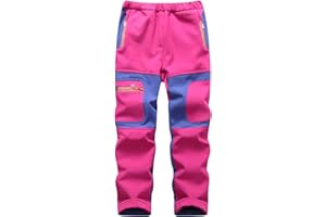 Arssm Kids Boy's Snow Pants Youth Fleece Lind Hiking Pants Softshell Winter Warm Insulated Trousers