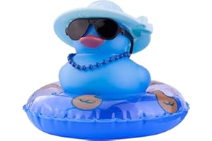 MuMyer Car Rubber Duck Ornaments Colorful Duck Car Dashboard Decorations Accessories with Mini Sunglasses Swim Ring Sun Hat and Color Necklace(CC15)