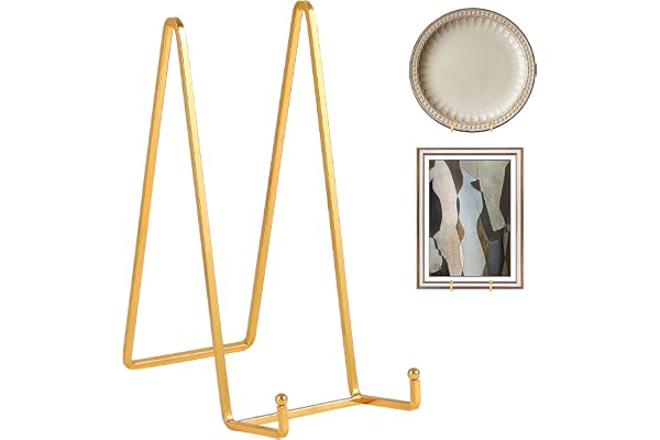 Large Plate Holder Display Stand - 10 inch Tall Plate Stands for Display - Metal Picture Frame Stand - Big Tabletop Easel Sta
