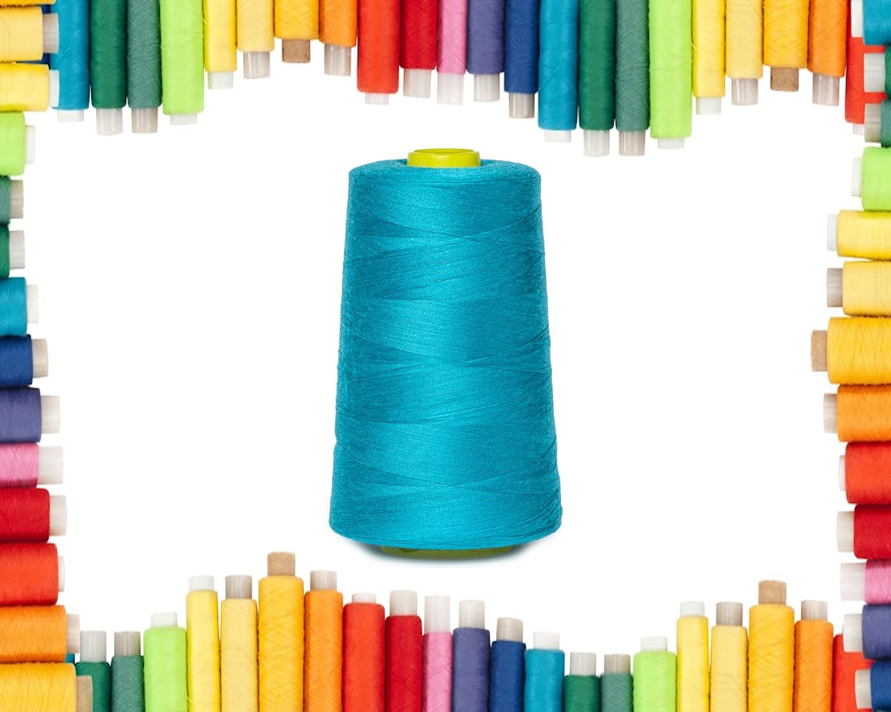 Rohans Overlock Yarn 40/2 (120), 5000 Yards (4570 Meters) Sewing Thread Cones, Sewing Machine Multi Colour Yarn Cones, 100% Polyester Material (Turquoise, 1)