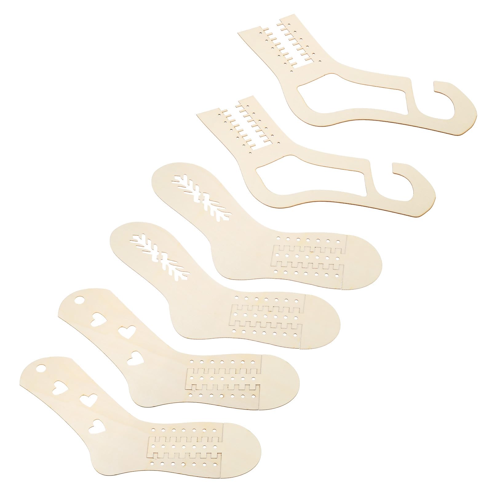 PATIKIL Sock Blocker, 3 Pair Adjustable Socks Blocker Wood Stretcher Large Small Funny DIY for Knitting Crochet Socks, Hollow Striped Heart