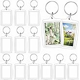 REDANHA 12pcs Acrylic Photo Frame Keychain Holder 2 x 3 In Picture Insert Blank Keyring Clear Picture Holder for DIY Craft