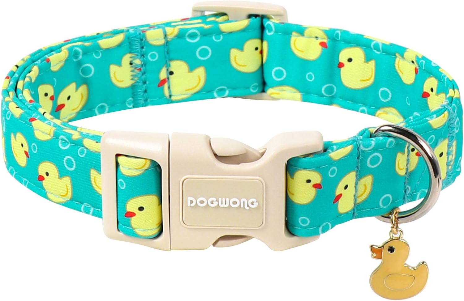 DOGWONG Ducky Pattern Cute Collar, Spring Summer Female Male Collars Pets Gift Adjustable Heavy-Duty Duck Pet Collars for Small Dogs, Neck 11-16 inches