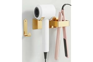 Hair Dryer and Straightener Holder, Upgraded Hair Straightener Holder with Cable Hook, Stainless Steel Universal Hairdryer Ho