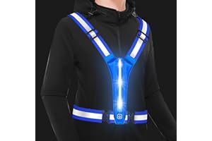 Todoxi Led Reflective Vest Safety Gear, Rechargeable Light Up Running Vest High Visibility at Night Adjustable Vest for Runners Riders Walkers Men Women