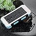 Solar Charger, Solar Power Bank 20000mAh Waterproof Portable External Battery USB Charger Built in LED light with Compass for iPad iPhone Android Cellphones (White & Blue)