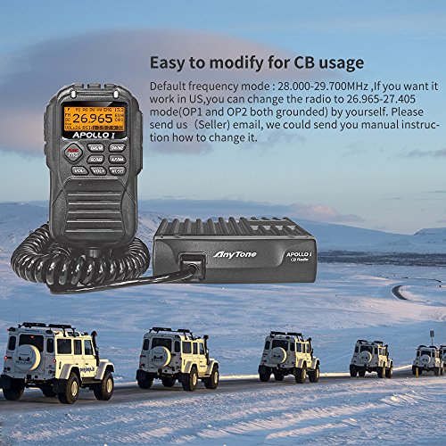 AnyTone APOLLO I 10 Meter Amateur Radio for truck, LCD display and function key in microphone, AM PEP power over 17W