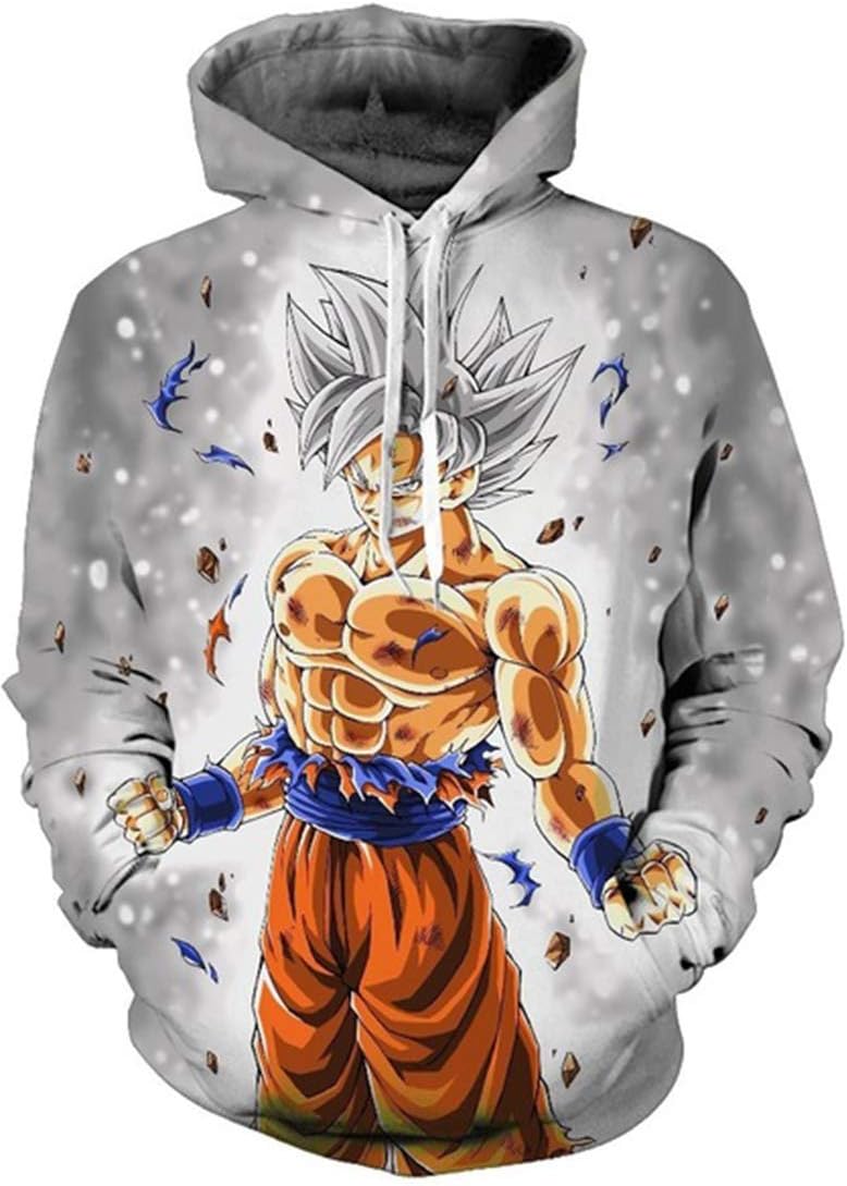 FLYCHEN Men's Dragon Ball Super Hoodie Kakarotto Super Son Goku Cosplay Hoodie Super Saiyan Otaku Majin Buu Majin Buu Roshi's Gym