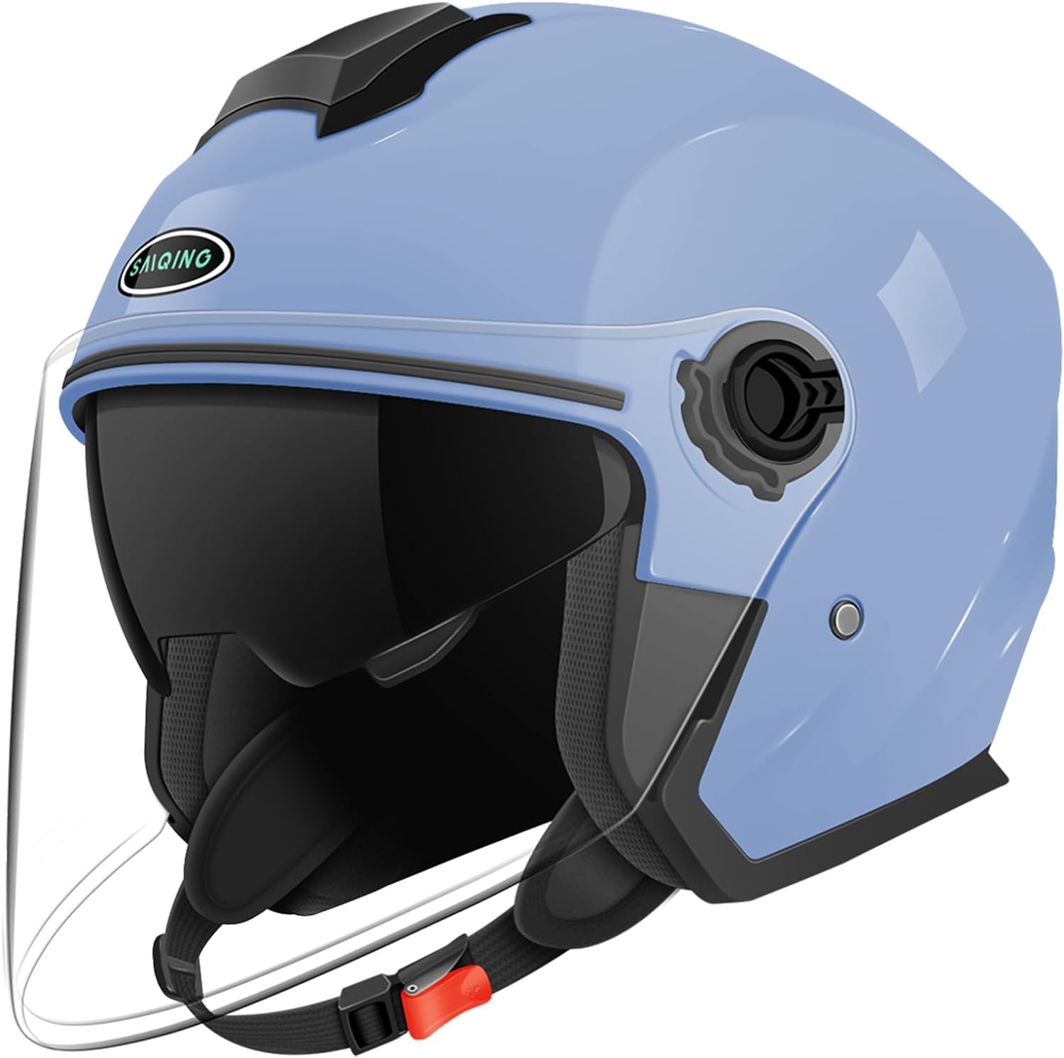 Photo 1 of 3/4 Open Face Motorcycle Helmets DOT Approved Motocross Helmet (Blue, Medium)