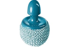 EVERCLEAN Non-Scratch Scouring Pad with Handsaver Plastic Handle - No Scratch Mesh for Coated Pots, Pans & Surfaces - Aqua/White (6228)