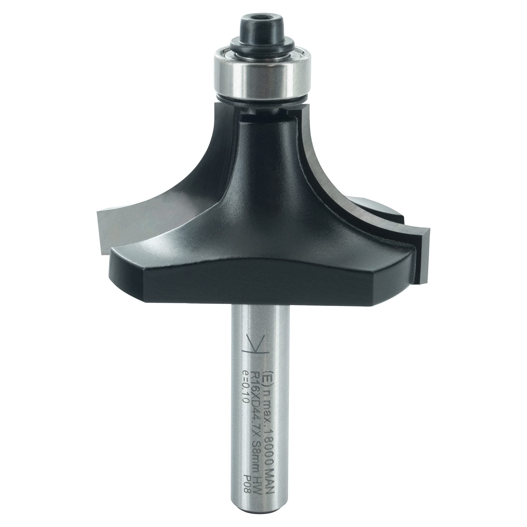ENT 14302 Rounding Over Cutter TC Shank (S) 8 mm, Diameter (D) 44,7 mm, NL 22 mm, R 16 mm, SL 32 mm, with Ball Bearing