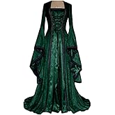 Momo Store Womens Plus Size Renaissance Medieval Costume Dress Lace up Irish Over Long Dresses Cosplay Retro Gown