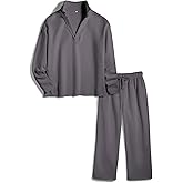 Yioaga Women Tracksuits 2 Piece Set Carmel Travel Set Patrick Pullover Sweatshirt Catherine Sweatpants Casual Lounge Outfit(Dark-Gray,XL)
