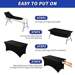 Fixwal 3 Pack Black Table Cloth for 6 Foot