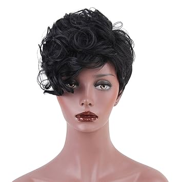 Amazon Com Aibelly Synthetic Full Wig Short Side Bang Shaggy