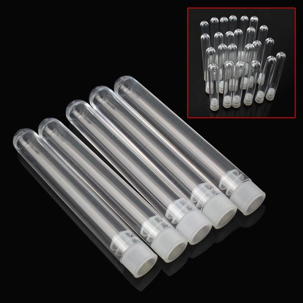 EasyBuy India 25 Pieces Cute Clear Plastic Empty Test Tube Make Wish Bottles with White Caps Stoppers Wishing Message Vials Container Craft Decor