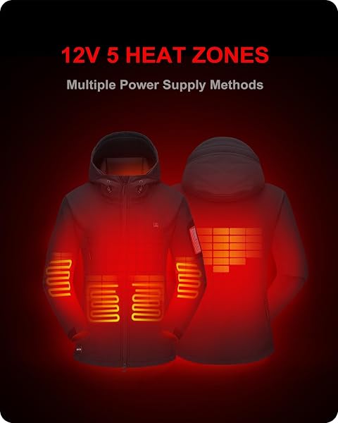 DEWBU HEATED JACKET FOR WOMEN WITH 12V BATTERY PACK WINTER OUTDOOR SOFT SHELL ELECTRIC HEATING COAT, WOMEN’S BLACK, M