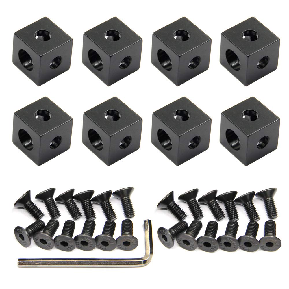 Zeberoxyz 8PCS Black Corner Bracket Cube with Screws 2020Series for Slot 6mm Aluminum Extrusion Profile Accessories (8pcs Square Corner) — image 1