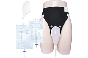 LANSYNES Wearable Urine Collector with Reusable Silicone Collector with Breathable Fixative Pant and Two Urinary Drainage Bags 2000ml 1000ml with 1.2m Catheter Soft Edge Design, Elderly Men Black