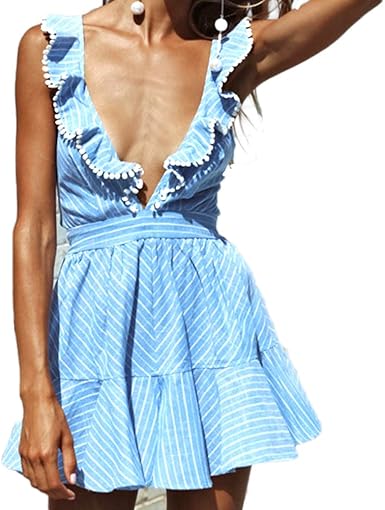 blue and white halter dress