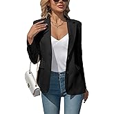 Yxbsalal Women's Blazers Business Casual Padded Shoulder Blazer - Long Sleeve Slim Fit Work Office Suit Jackets with Pockets