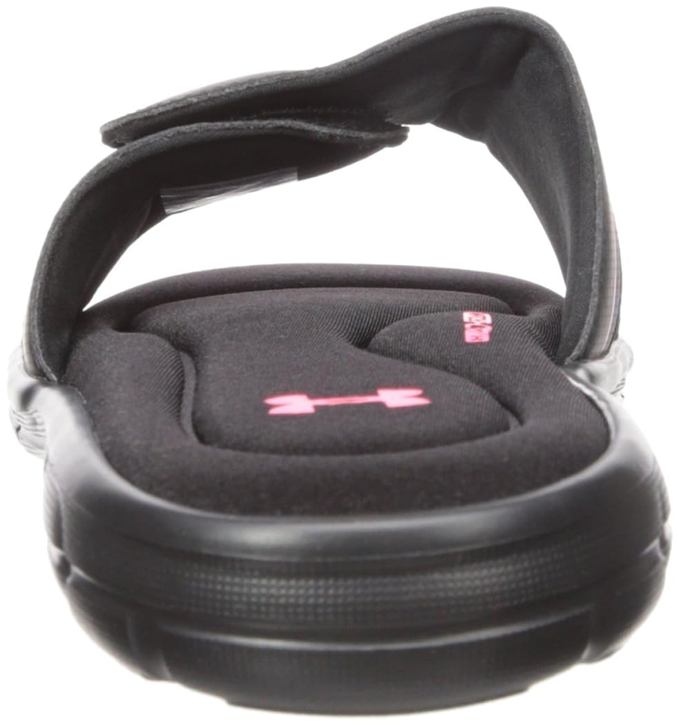 under armour women's ignite viii slide sandal black (001)/white 6 b(m) us