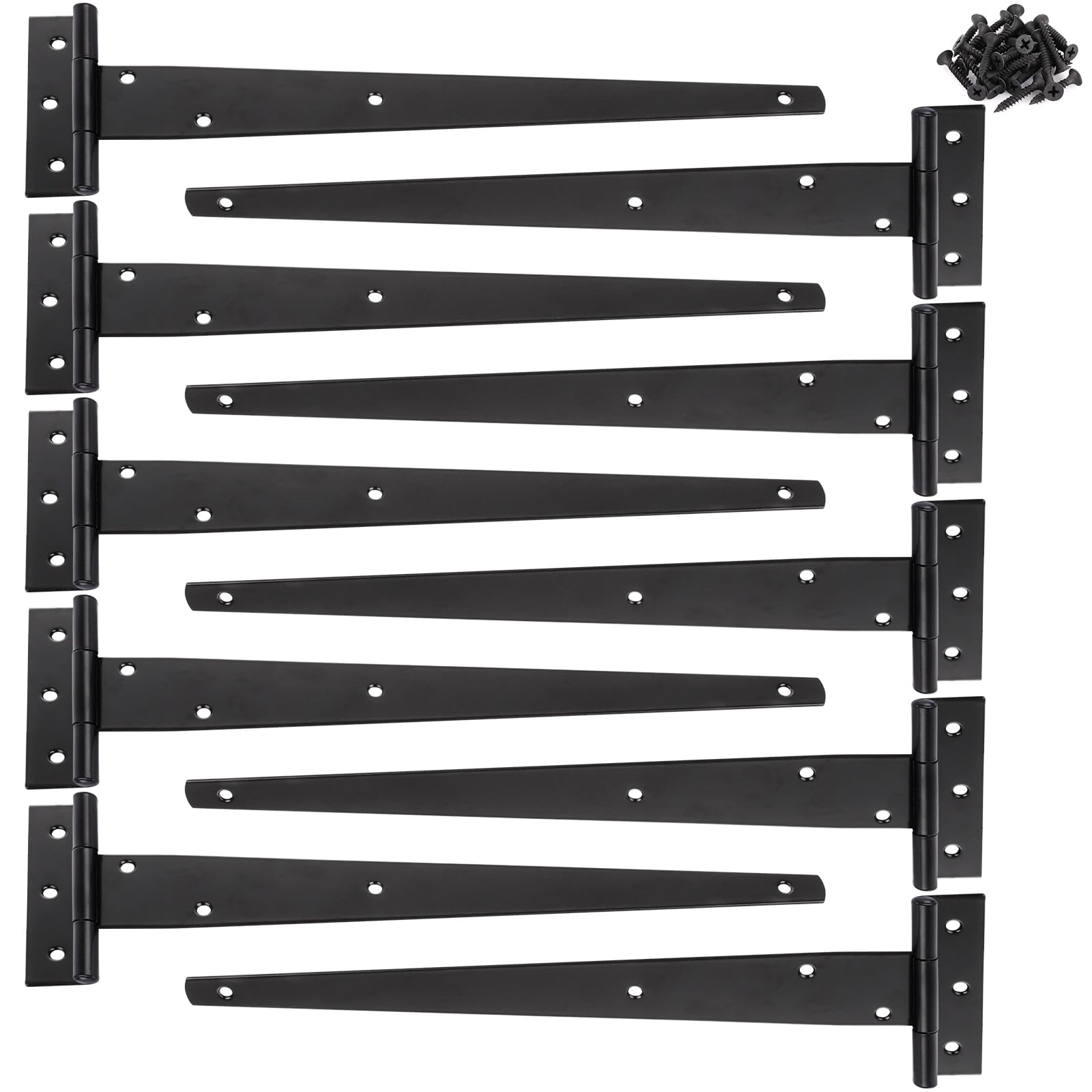 GBACHOOSE 10 Pack T Strap Hinges 12 Inch Heavy Duty Gate Hinges with Screws Black Tee Hinge for Gate Door Shed Doors and Barn Doors