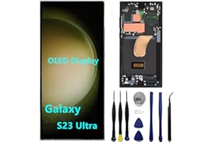 LASYTY OLED for Samsung Galaxy S23 Ultra Screen Replacement S23ultra 5G S918U S918B/DS S918U1 S918W S918E LCD Display Touch Screen Digitizer Assembly Support Fingerprint and S-Pen (with Black Frame+Tools)