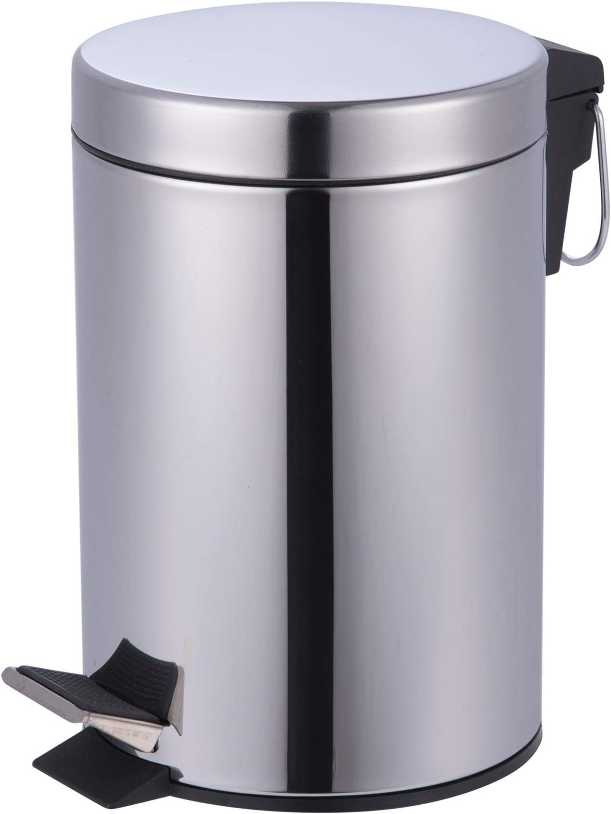 iTrend 3L Pedal Bin - Stainless Steel Pedal Waste Trash Bin - Pedal Bin with Soft Closing Lid - Bin for Kitchen, Bathroom, Bedroom, Office - Silver Bin