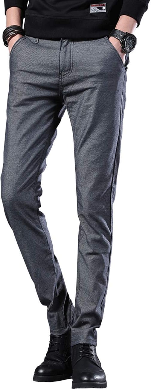 XUEYIER チノパン メンズ ストレッチ ロングパンツ スリム カジュアル メンズパンツ 美脚 細身 ズボン テーパード パンツ 秋冬春夏 505 深灰 32