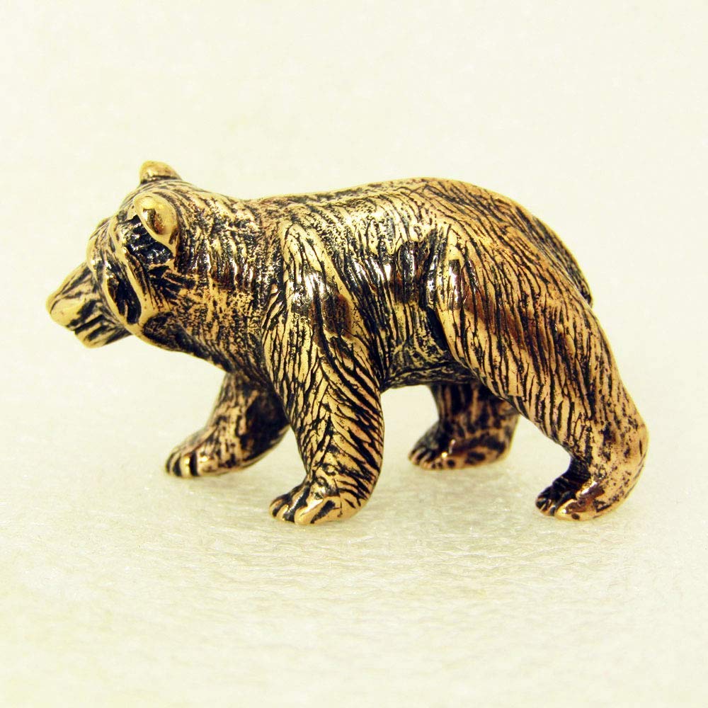 Bear Figurine Decorative Bruin Statue Bronze Miniature