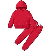 YOUNGER TREE Baby Clothes for Girls Boy Solid Color Hoodie and Sweatpants Outfit Toddler Sweatsuit (Red, 12-18 Months)