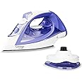 Cordless Iron for Clothes, 1550W 2-In-1 Cordless/Corded Iron with Durable Ceramic Soleplate, Steam Iron with 12.84oz Water Tank, Clothes Iron with 3-Way Auto-Off, Self-Cleaning, Anti-calc Function