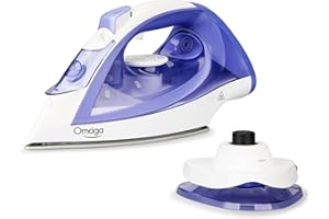 OMAIGA Cordless Iron for Clothes, 1550W 2-In-1 Cordless/Corded Steam Iron Rapid Heating, Ceramic Soleplate, 3-Way Auto-Off, Self-Cleaning, 12.85oz Water Tank Ironing Clothes for Home, Purple
