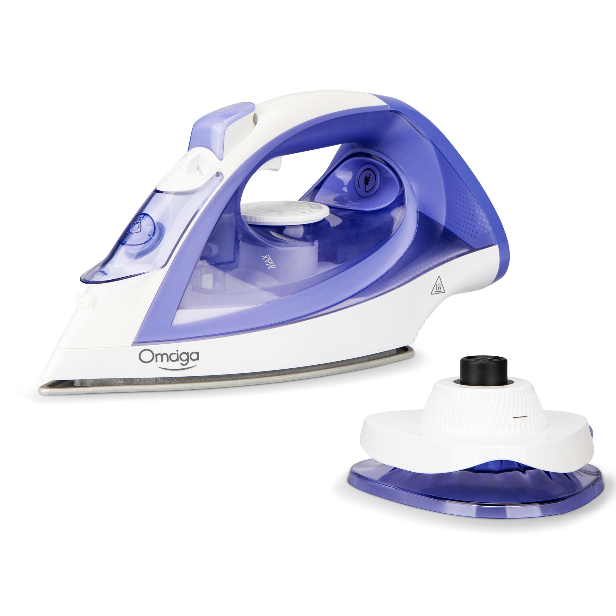 Photo 1 of OMAIGA Cordless Iron for Clothes, 1550W 2-In-1 Cordless/Corded Steam Iron Rapid Heating, Ceramic Soleplate, 3-Way Auto-Off, Self-Cleaning, 12.85oz Water Tank Ironing Clothes for Home, Purple